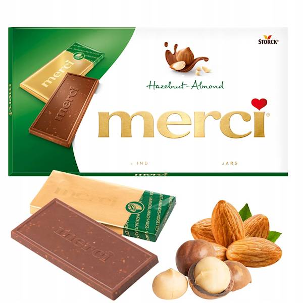 Merci CZEKOLADA Orzech Migdał Tabliczka Pysznej Czekolady Storck Deser 100g
