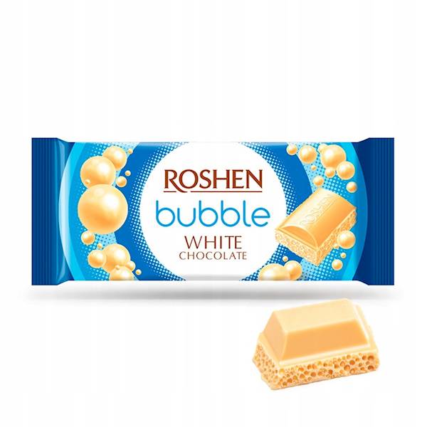 Czekolada Biała Bąbelkowa 80g Roshen | Pyszny Smak i Lekka Konsystencja