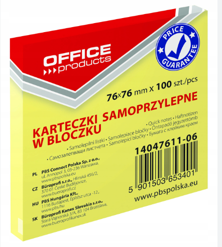 Bloczek kartek samoprzylepnych 76x76 kolor
