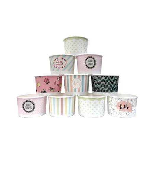Miska papierowa na lody 245ml a'25 PASTELE + NADRU
