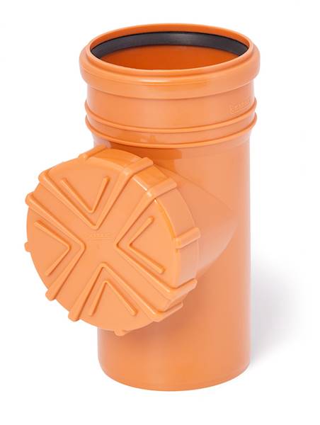 Czyszczak rynnowy z sitkiem ø110mm pomarańczowy KARMAT (rewizja, osadnik na liście)