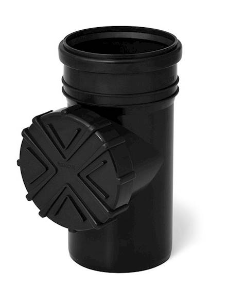Czyszczak rynnowy z sitkiem ø110mm czarny KARMAT (rewizja, osadnik na liście)