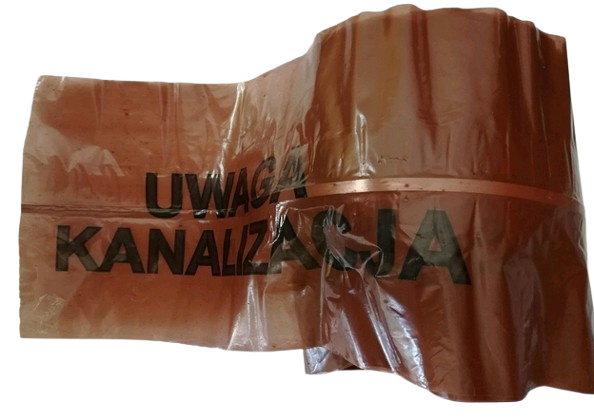 Taśma ostrzegawcza brązowa z wkładką KANALIZACJA 20cm x 100m ZPTS Obrowo