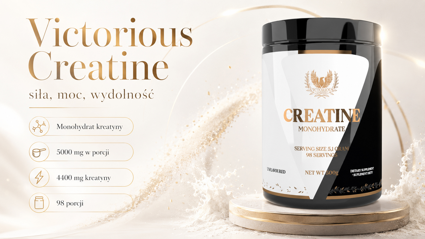 Victorious Nutrition Creatine Monohydrate 500 g Natural