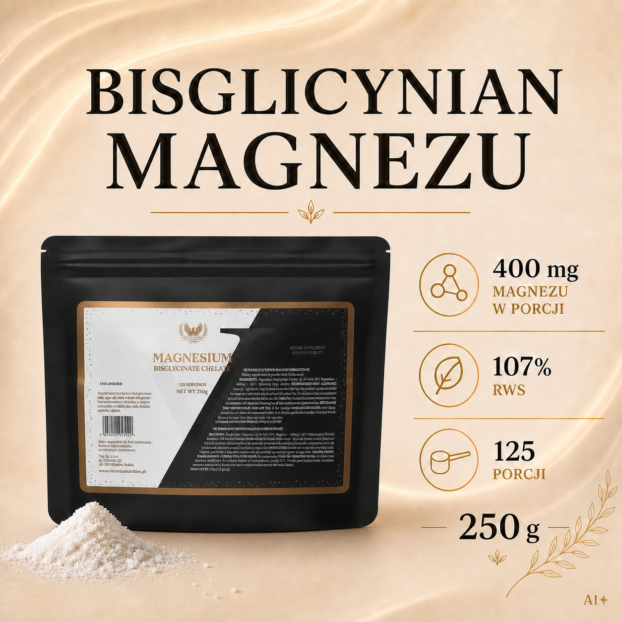 Bisglicynian magnezu 250 g — Victorious Nutrition