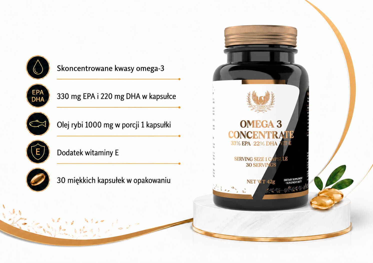 Victorious Nutrition Omega 3 Concentrate 330/220 30 kapsułek