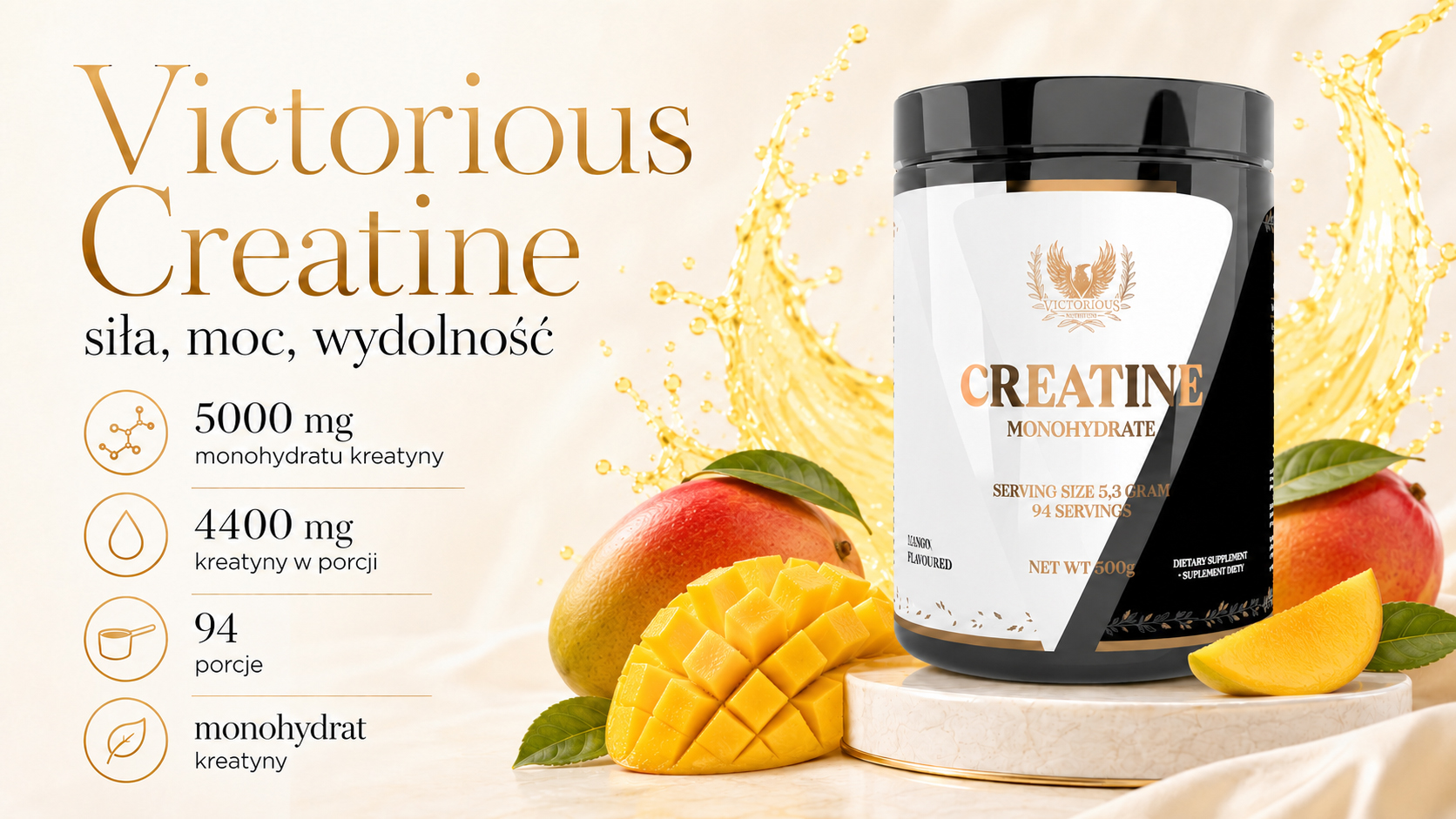 Victorious Nutrition Creatine Monohydrate 500 g Mango