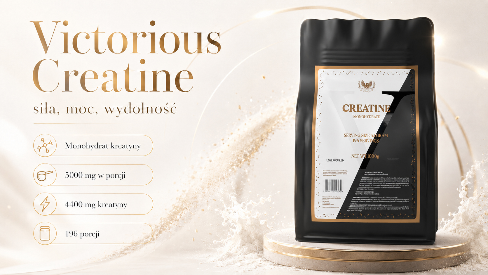 Victorious Nutrition Creatine Monohydrate 1000 g Natural