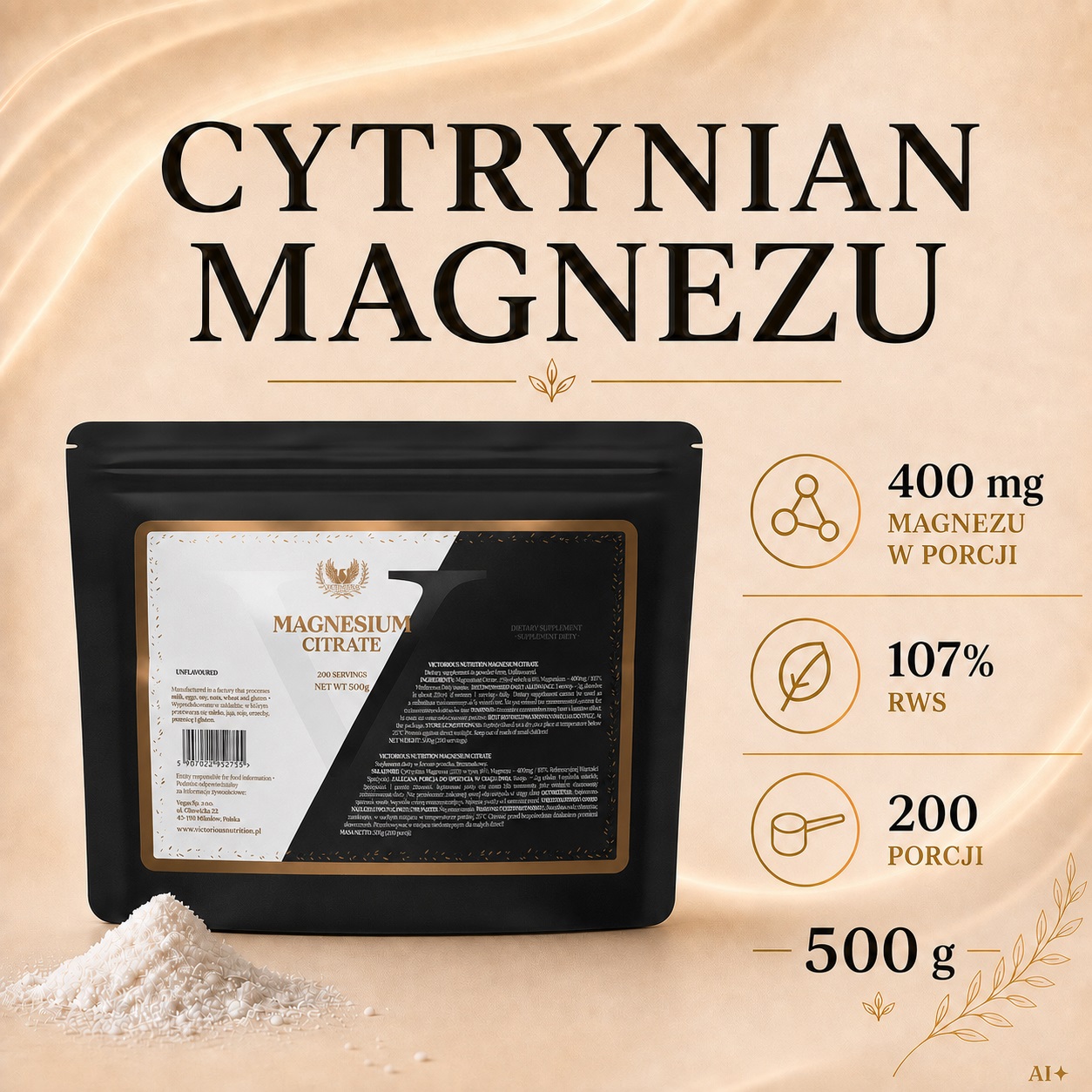 Cytrynian magnezu 500 g — Victorious Nutrition