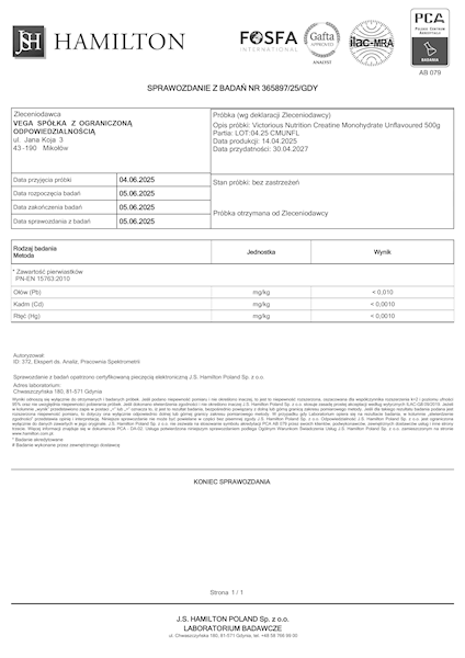 VICTORIOUS NUTRITION CREATINE MONO 500G MANGO