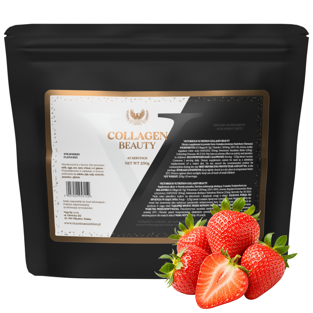 VICTORIOUS NUTRITION COLLAGEN BEAUTY 250G STRAWBERRY
