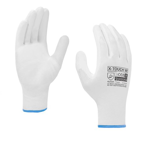 RĘKAWICE OCHRONNE POWLEKANE PU X-TOUCH WHITE rozm. 10