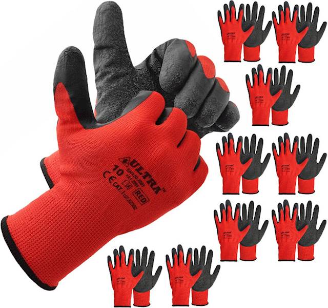 Rękawice rękawiczki robocze ochronne lateksowe ULTRA Red "9" opakowanie 12 par