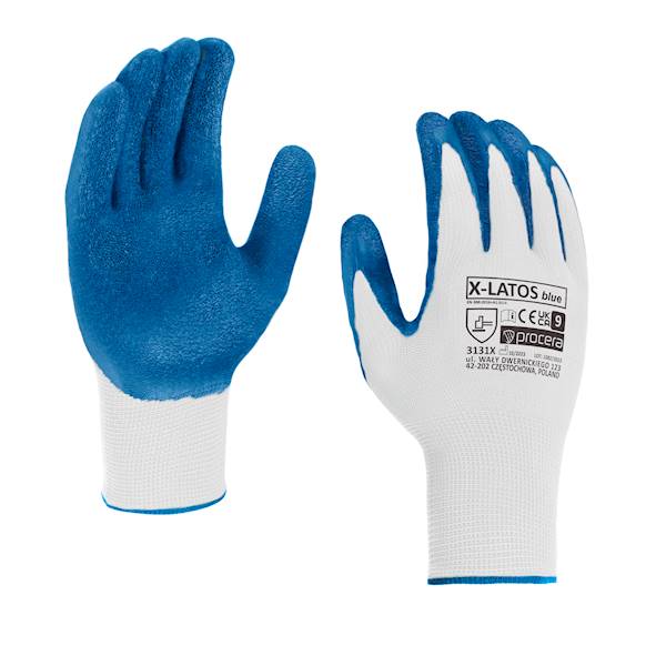 RĘKAWICE OCHRONNE POWLEKANE LATEKSEM X-LATOS BLUE roz.10