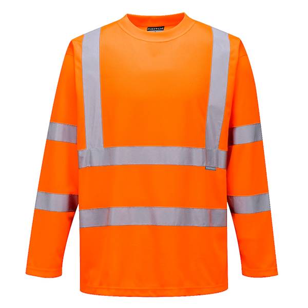 S178 - T-Shirt ostrzegawczy z długimi rękawami Pomarańczowy Rozm.L