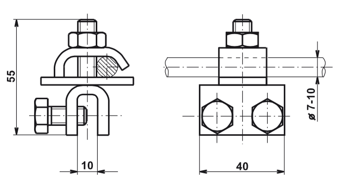 Uchwyt konstrukcja – drut (na felc), ocynk ogniowy
