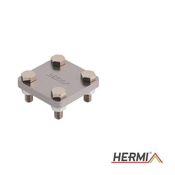 Złącze krzyżowe nierdzewne 4xM8 z przekładką bednarka-bednarka 30x4mm