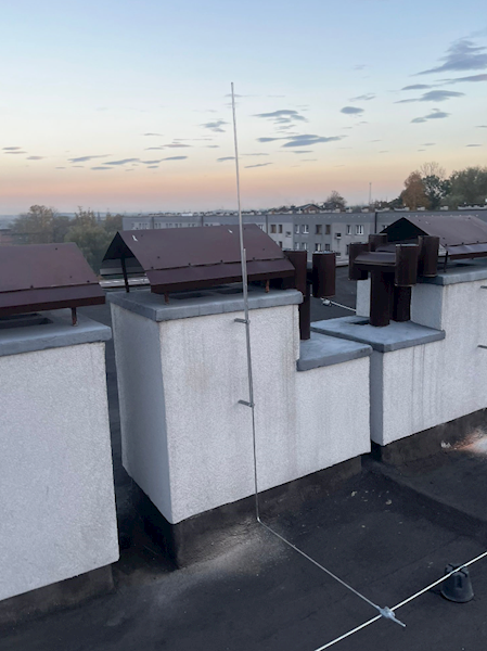 Komplet odgromowy komina h - 1,5m aluminium / stal nierdzewna