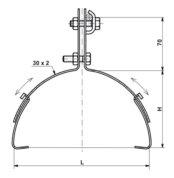 Podpora zwodu na gąsior malowana proszkowo RAL7022 (ciemnoszary)