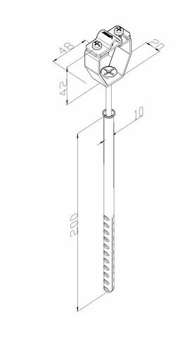 Uchwyt drutu do ściany L=200mm stal nierdzewnal A2