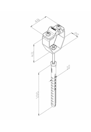 Uchwyt drutu do ściany L=100mm stal nierdzewnal A2