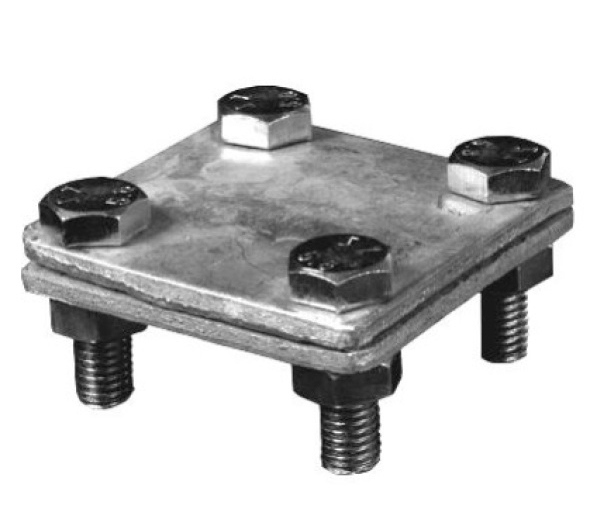 Złącze krzyżowe bednarka-bednarka, 4xM8, ocynk ogniowy (max bednarka 40mm)