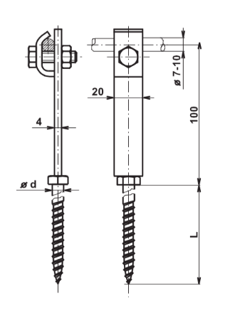 Podpora zwodu do ściany gwint 16cm, czarna