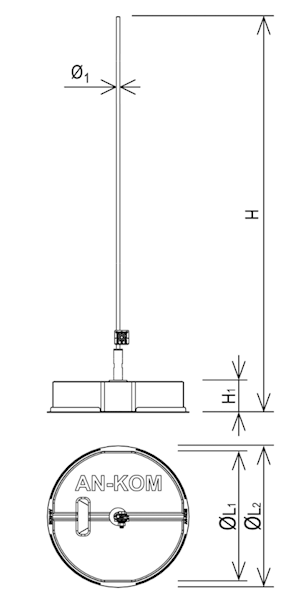 Maszt odgromowy H -1000mm, stop aluminium