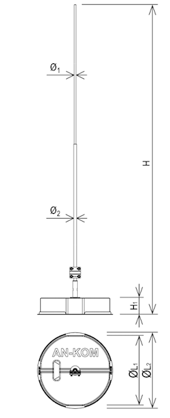 Maszt odgromowy H -2000mm, stop aluminium