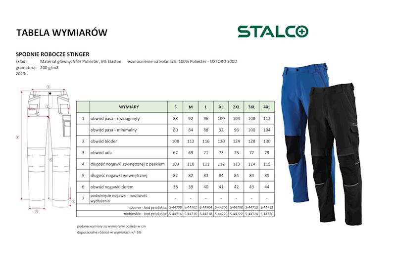 Spodnie robocze STINGER czarny XL STALCO