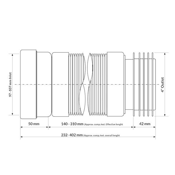 Rura WC.harm.z usz.L-270-540mm