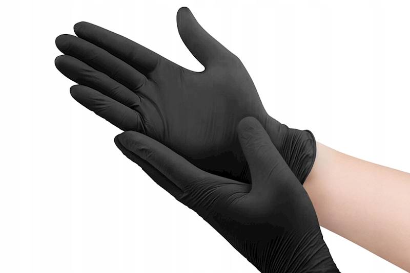 Rękawice rękawiczki nitrylowe czarne M 100szt.