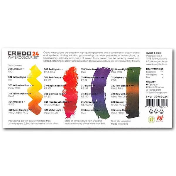 Zestaw farb akwarelowych CREDO 24 kolory
