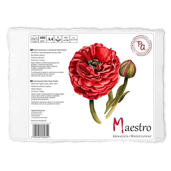 PAPIER BAWEŁNIANY DO AKWARELI 400g A4 MAESTRO
