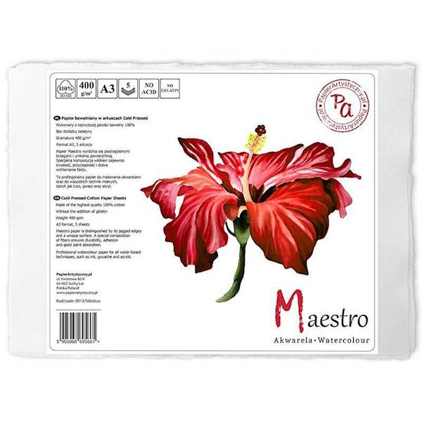 PAPIER BAWEŁNIANY DO AKWARELI MAESTRO 400G 5 SZT