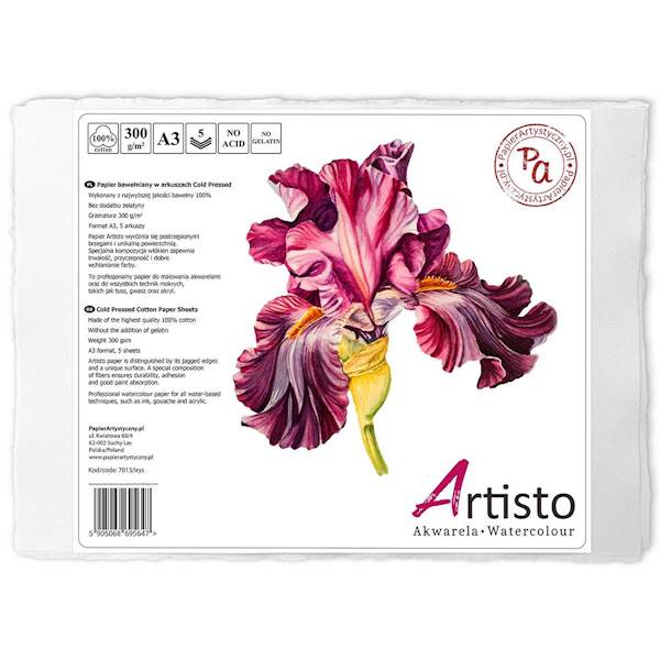 PAPIER BAWEŁNIANY DO AKWARELI 300G A3 ARTISTO