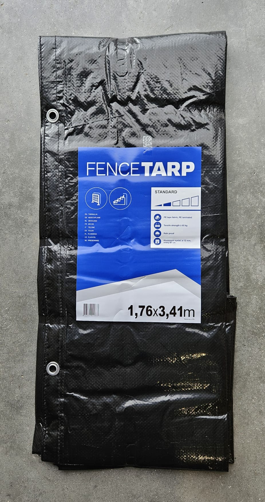Plandeka PE FENCE TARP 1,76x3,41 150g/m2 / czarny / bez atestu trudnopalności