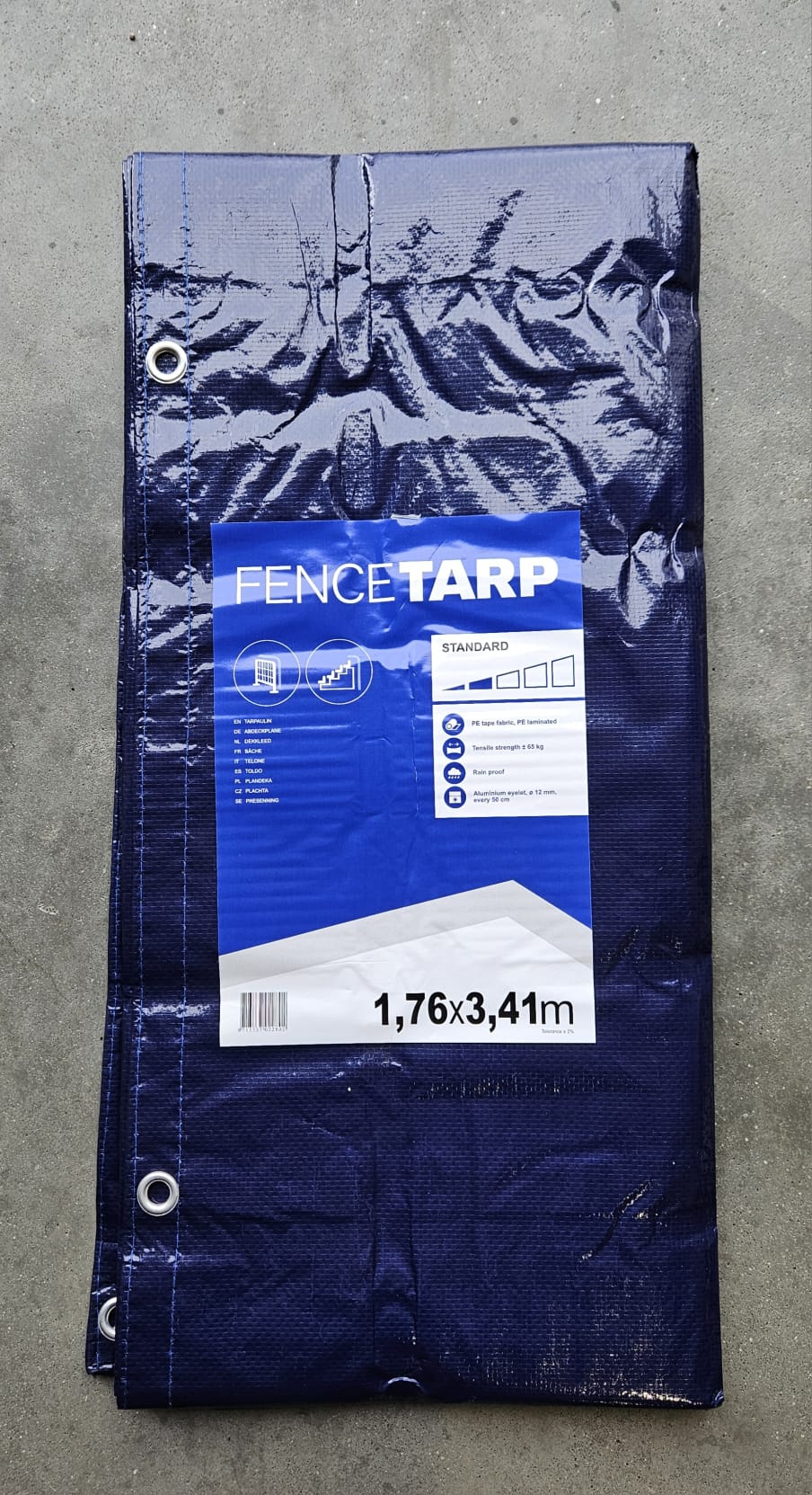 Plandeka PE FENCE TARP 1,76x3,41 150g/m2 / niebieski / bez atestu trudnopalności