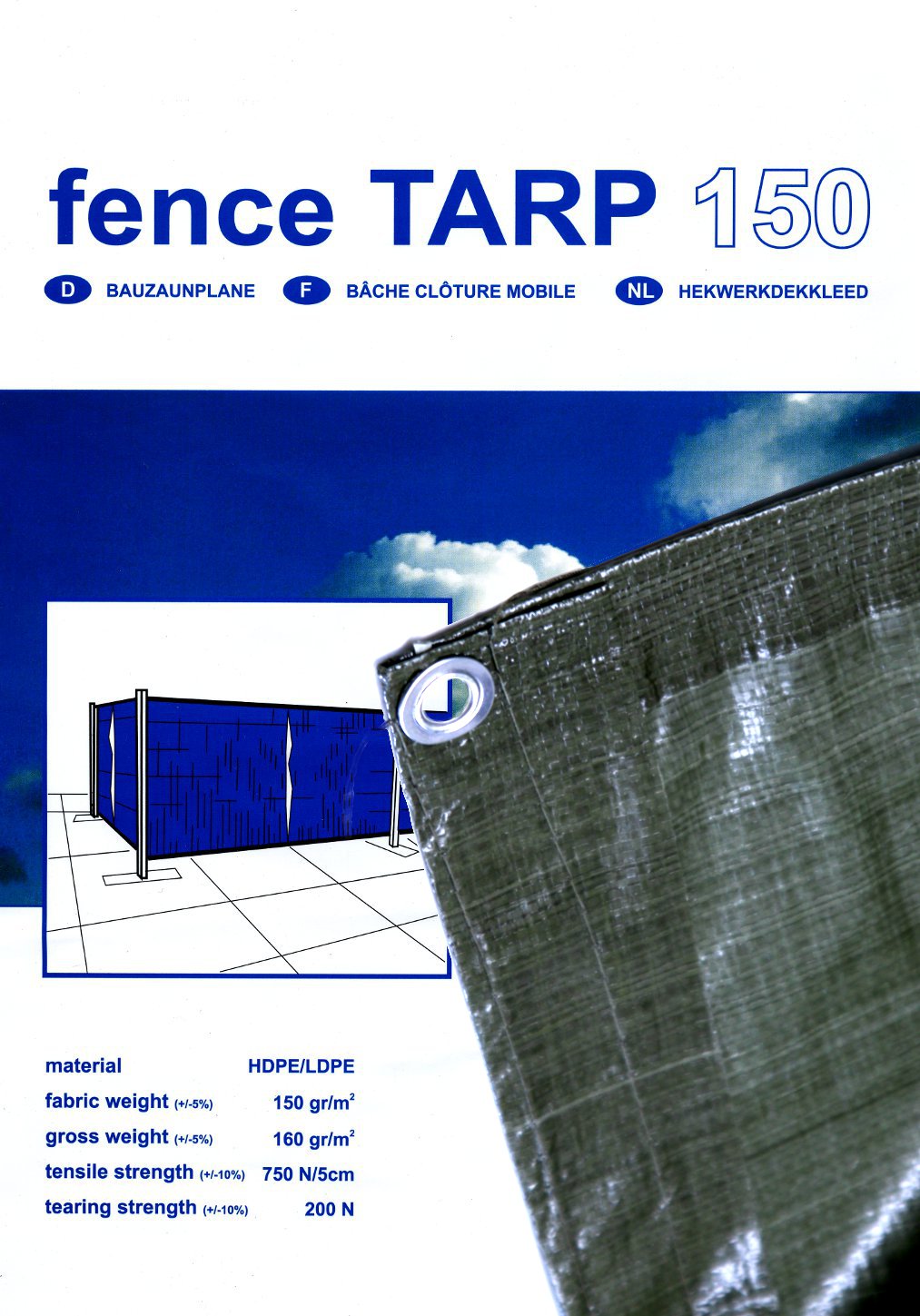 Plandeka PE FENCE TARP 1,76x3,41 150g/m2 /  zielony /  bez atestu trudnopalności