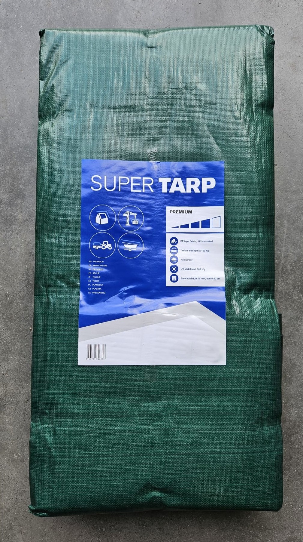 Plandeka PE SUPER TARP premium 250g/m2 300KLY / zielony / 8x12