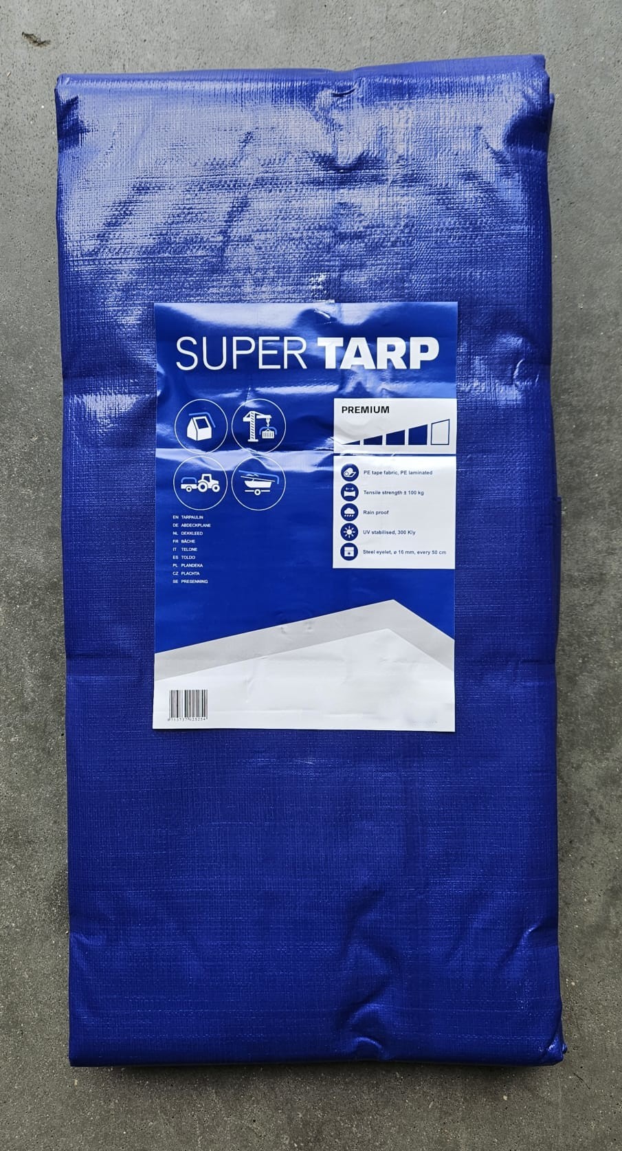 Plandeka PE SUPER TARP premium 250g/m2 300KLY / niebieski / 10x12