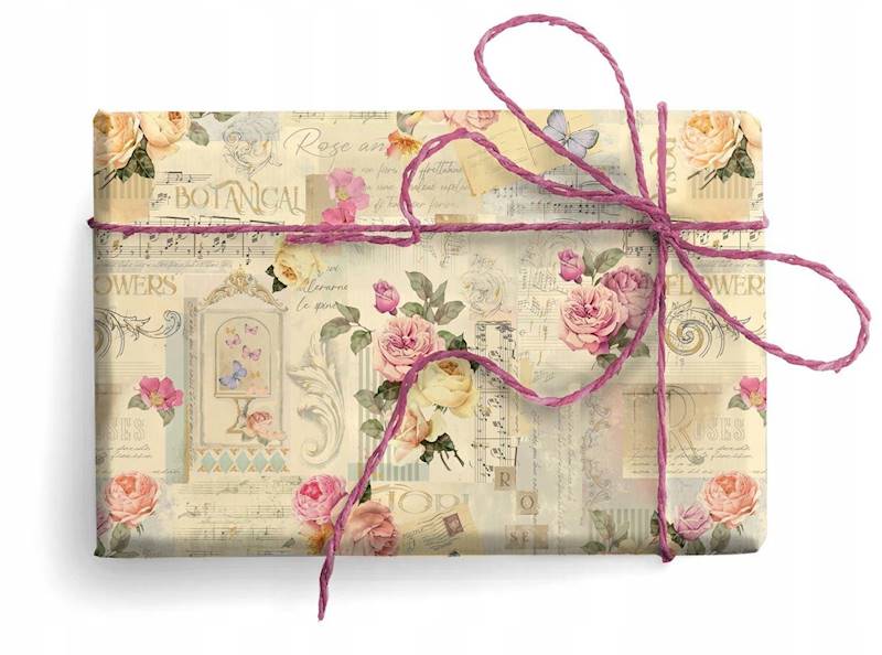 Papier ozd.PRESTIGE GOLD wzór:ROSES&MUSICAL SCORIE