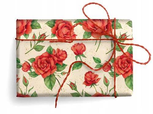 Papier ozd.A RÓŻE / ROSE ROSSE złocony