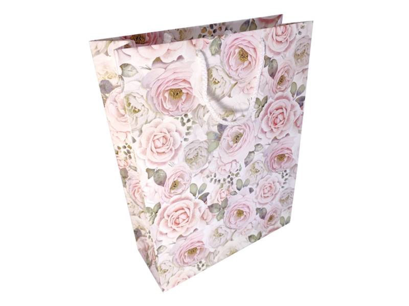 Torebka A4 PINK ROSES 90g Kartos GOLD 24x34,5x9cm