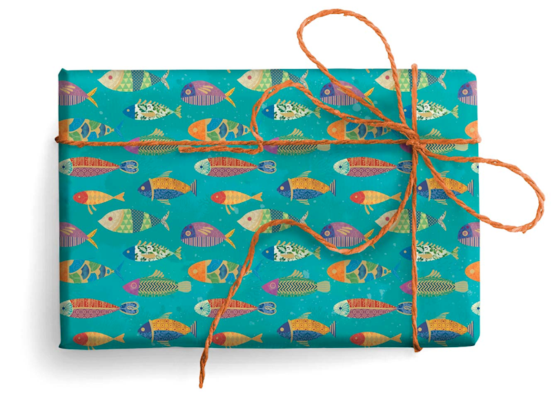 Papier ozd.PRESTIGE GOLD wzór: FISHES