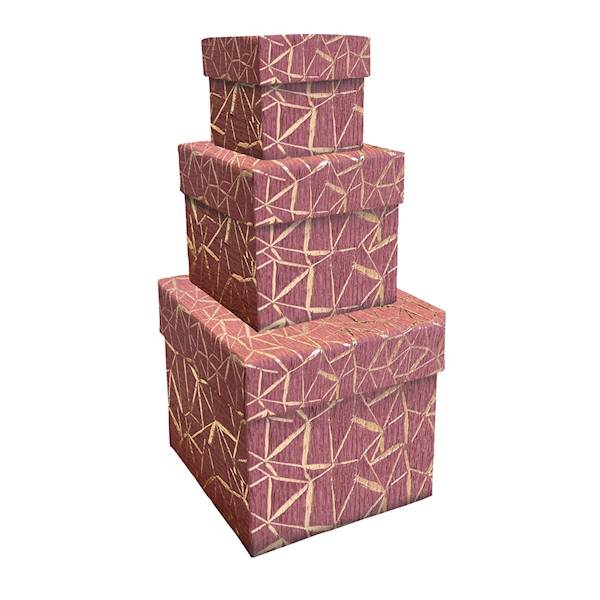 Pudełka zestaw 3 szt RED GRID