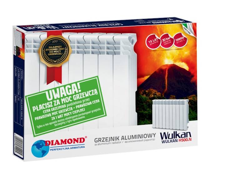 GRZEJNIK ALUM.WULKAN F-500  BIAŁY ŻEBERKA