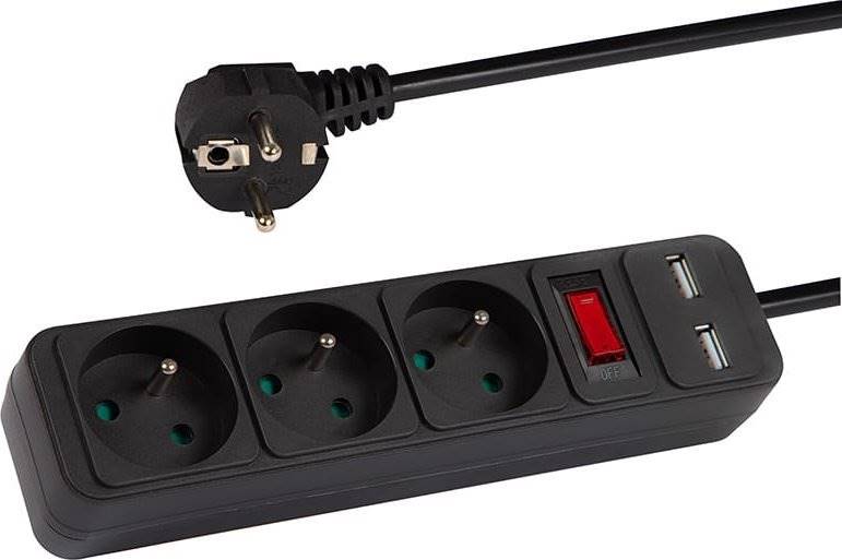 PRZEDŁUŻACZ SIECIOWY CZ 3G+U 2*USB 1,5M PR-370WSP/USB   98-774 