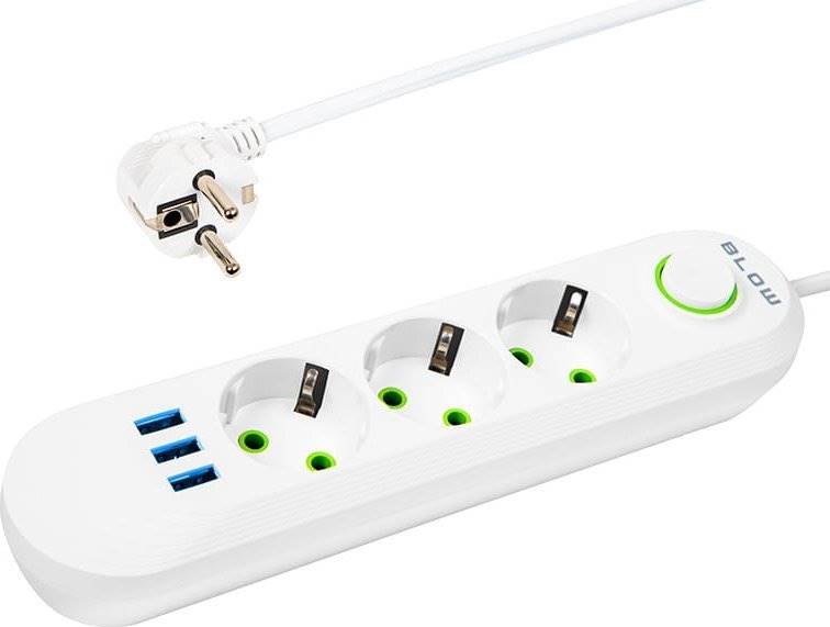 PRZEDŁUŻACZ SIECIOWY B 3G 3*USB Z WYŁ PR-320 3-GNIAZDA 98-216