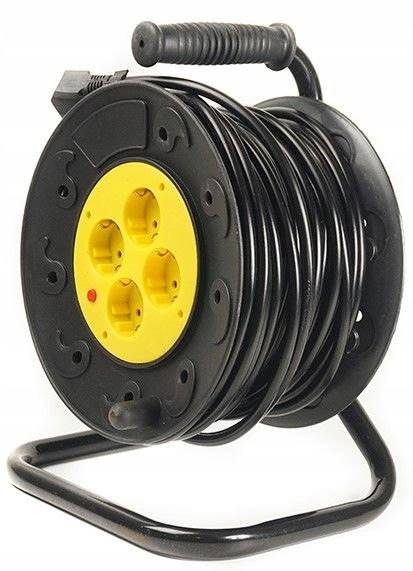 PRZEDŁUŻACZ NA BĘBNIE 3*1.5MM  30M PR-61 4-GNIAZDA Z UZIEMIENIEM BĘBEN PCV  98-096